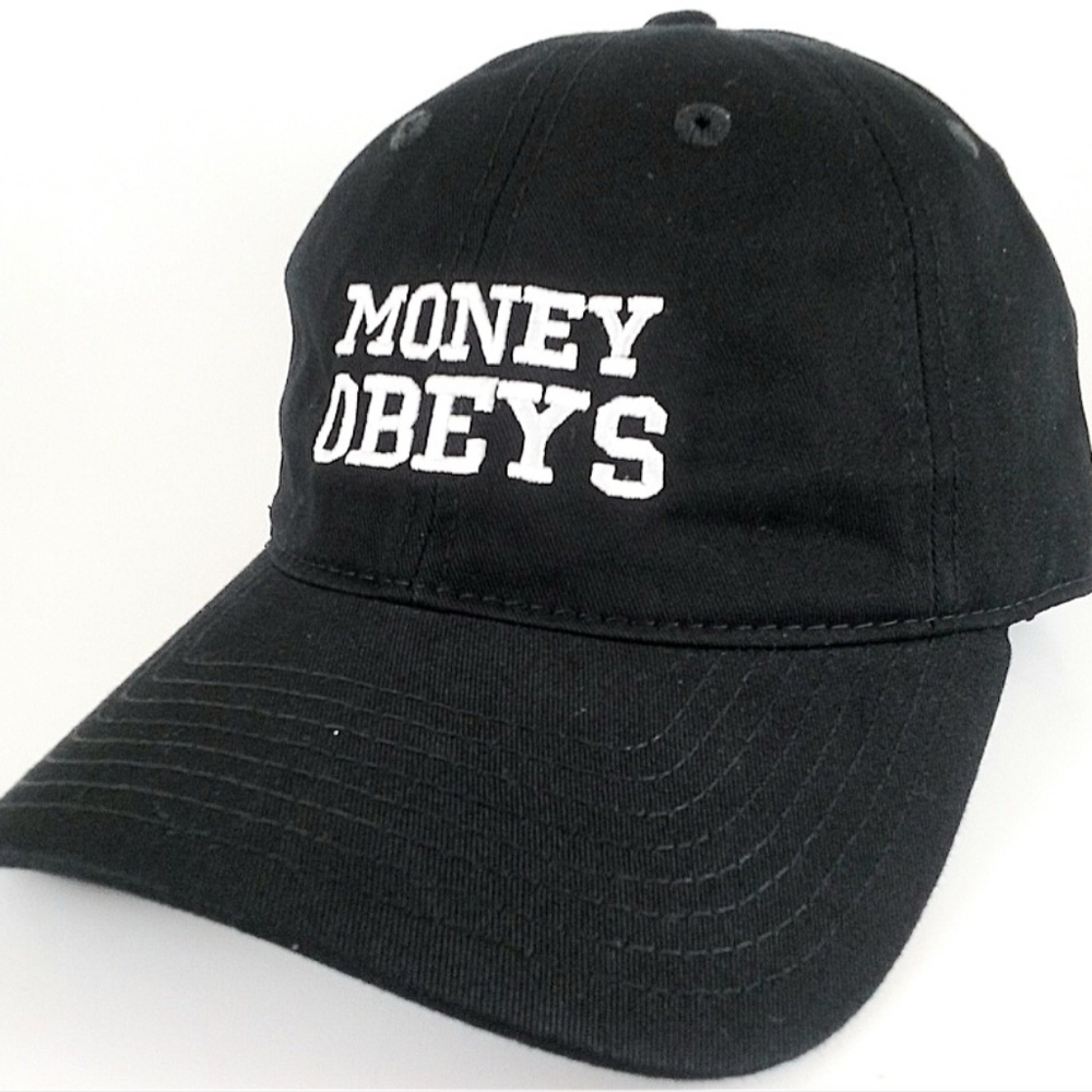 Money Obeys Black Baseball Cap Spiritual Embrodery Curved Bill Ball Cap